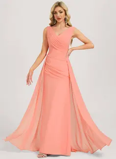 A-line Ruched Chiffon Dress
