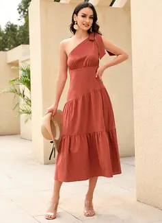 One Shoulder Midi Dress