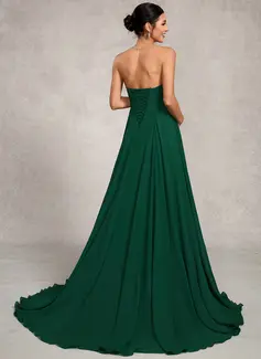 A-line Sweetheart Sweep Train Chiffon Maternity Dresses With Pleated 