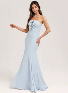 Trumpet/Mermaid Straight Floor-Length Chiffon Bridesmaid Dress With Bow 