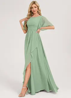 A-line Ruched Chiffon Dress