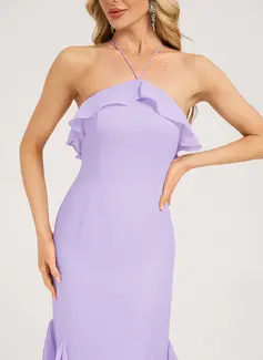 Trumpet/Mermaid Halter Ruffle Chiffon Dress