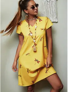 Estampado de animales Vestidos sueltos Manga Corta Midi Casual camiseta  Vestidos de moda (294252319) - DressFirst