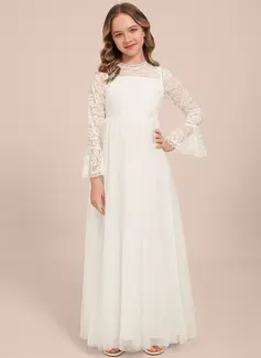 A-line Scoop Floor-Length Chiffon Junior Bridesmaid Dress 