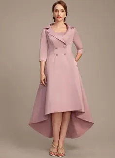 Sheath/Column Square Knee-Length Satin Mother of the Bride Dress 