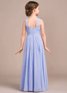 A-line V-Neck Floor-Length Chiffon Junior Bridesmaid Dress 