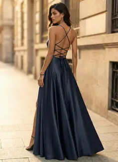 Kjole i Sateng med Spaghetti