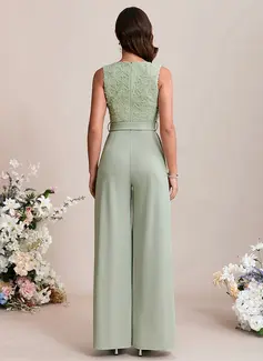 Jacquard Scoop Sleeveless Jumpsuits Stretch Crepe Maxi Dress 