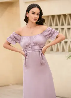 Strapless Satin Midi Dress