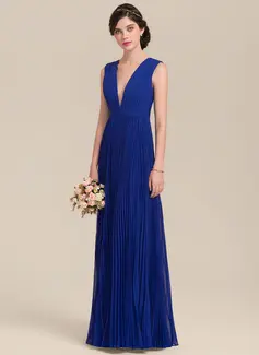 Kjole A-line kjole i Chiffon med Plissert