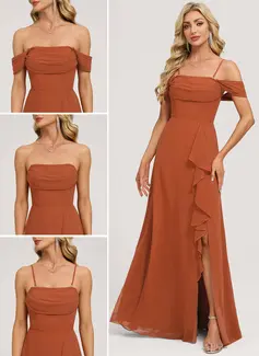 A-line Off the Shoulder Ruched Chiffon Dress