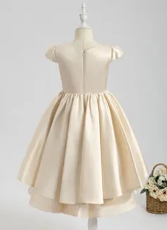 Ballkjole/Prinsesse Båthals Asymmetrisk Sateng Brudepikekjole barn 