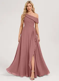 A-line Ruched Chiffon Dress
