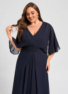 Pleated Chiffon Midi Dress