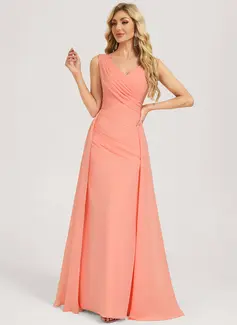 A-line Ruched Chiffon Dress