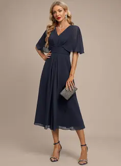Pleated Chiffon Midi Dress
