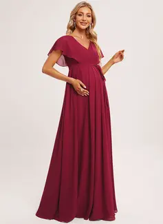 A-line Ruffle Chiffon Maternity Dress