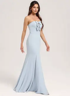 Trumpet/Mermaid Straight Floor-Length Chiffon Bridesmaid Dress With Bow 