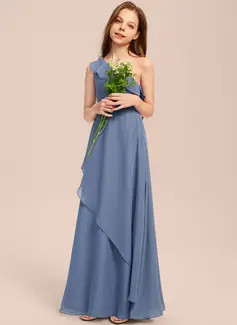 A-line One Shoulder Chiffon Dress