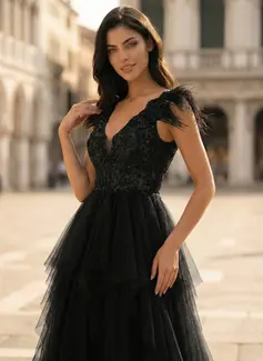 Jurk van tule met pailletten