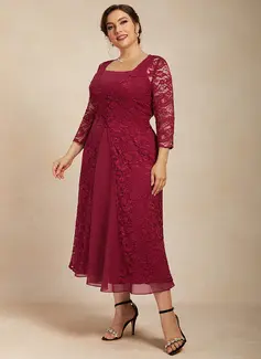 Kjole A-line kjole i Chiffon med Firkantet hals