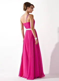A-Line/Princess One-Shoulder Long Dresses With Sequins main image 0