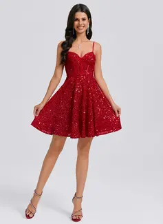 A-line Sweetheart Short Sequin Homecoming Dress With Sequins 