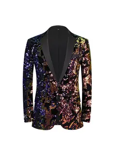 Sequin 2 Piece Single Breasted Men's Prom Tuxedo Suit 