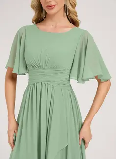 A-line Ruched Chiffon Dress