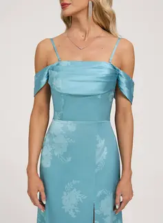 A-line Off the Shoulder Ruched Matte Satin Dress