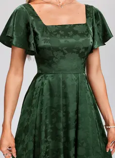 A-line Square Tea-Length Satin Cocktail Dress 