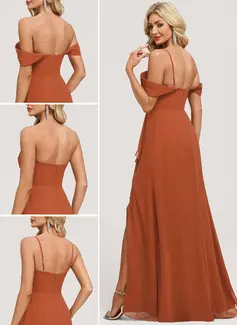 A-line Off the Shoulder Ruched Chiffon Dress