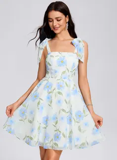 A-line Square Short Chiffon Homecoming Dress With Bow 