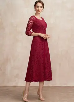 Kjole A-line kjole i Chiffon med Firkantet hals