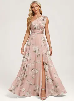 A-line One Shoulder Ruched Matte Satin Dress