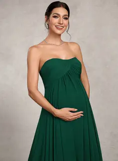 A-line Sweetheart Sweep Train Chiffon Maternity Dresses With Pleated 
