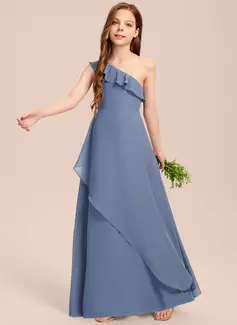 A-line One Shoulder Chiffon Dress