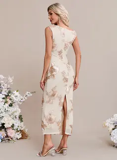 Bodycon Asymmetrical Ankle-Length Sequin Wedding Dress 