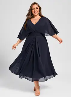 Pleated Chiffon Midi Dress