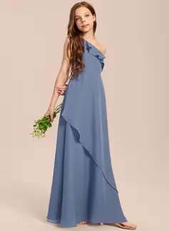 A-line One Shoulder Chiffon Dress