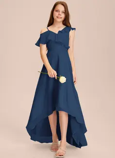 A-line kjole Asymmetrisk Asymmetrisk Chiffon Brudepikekjole ungdom 