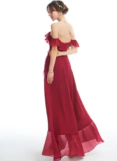 Off the Shoulder Strapless Chiffon Maxi Dress