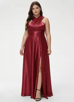 A-line One Shoulder Stretch Satin Dress