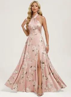 A-line One Shoulder Ruched Matte Satin Dress