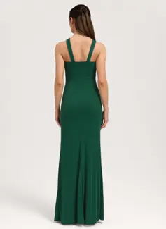 Trumpet/Mermaid Halter Floor-Length Mesh Bridesmaid Dress 