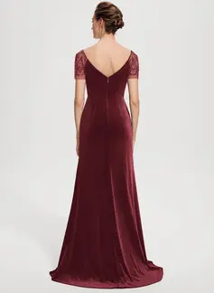 Kjole Maxi i Fløyel med Brusende Volanger