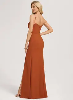 Sheath/Column Cold Shoulder Off the Shoulder Straight Floor-Length Chiffon Bridesmaid Dress 