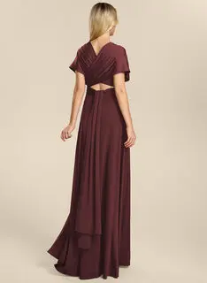 Robe trapèze à une épaule avec fronces en jersey stretch