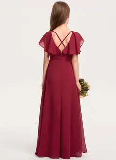 Kjole A-line kjole i Chiffon med Brusende Volanger