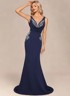 Kleid Maxi mit Plissee aus Stretch-Crêpe